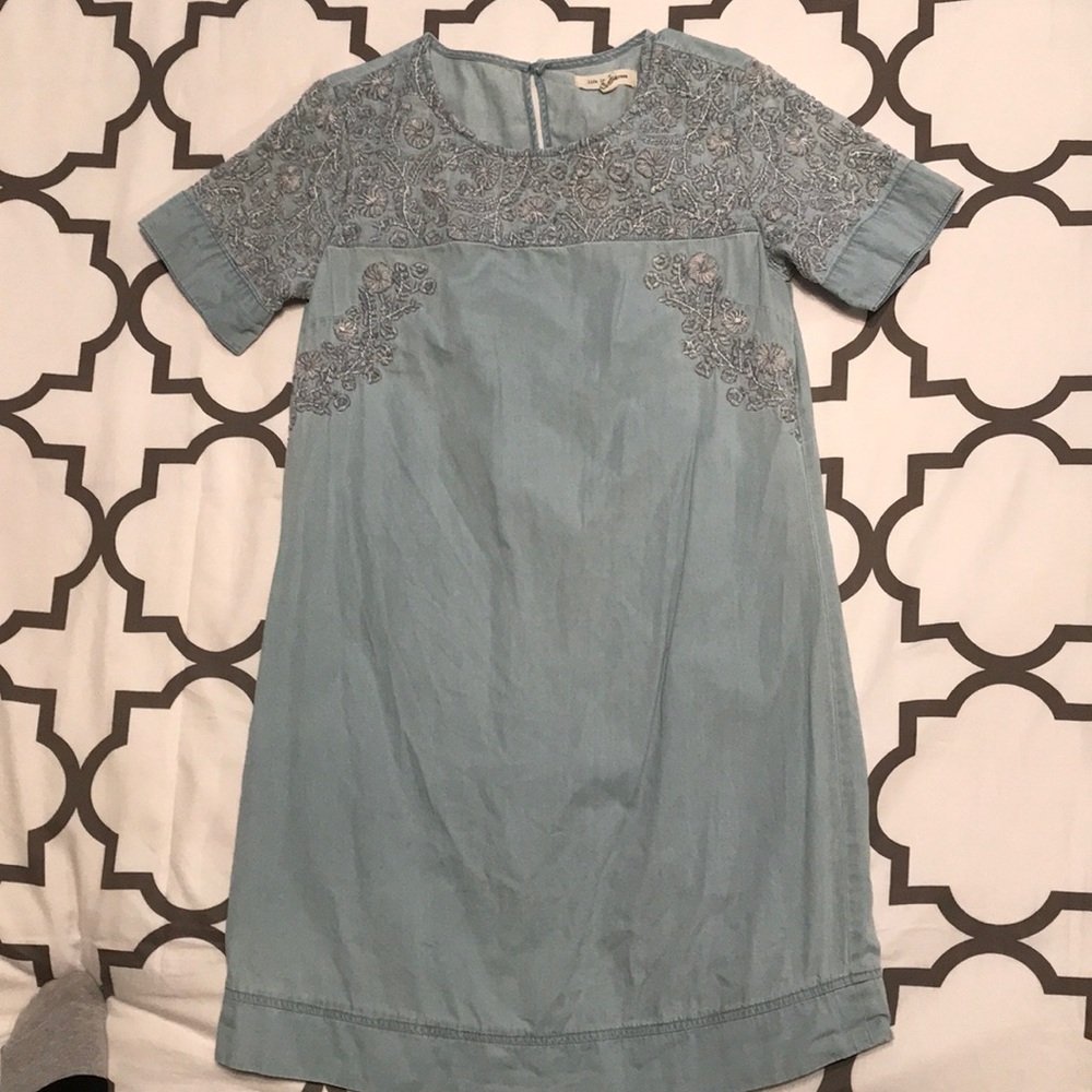 Embroidered Denim Dress